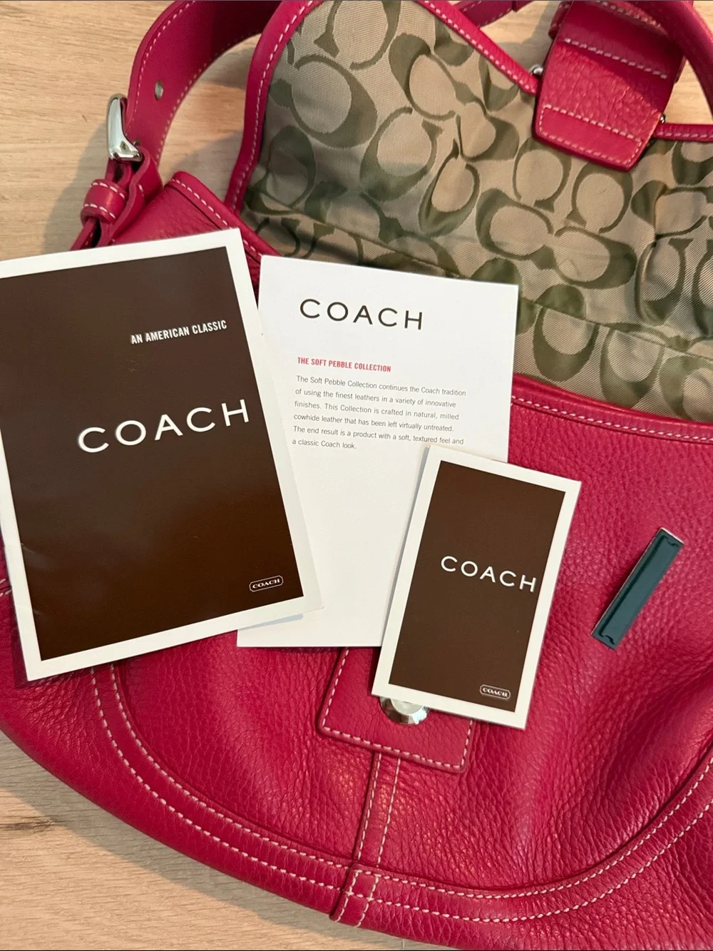 Coach Pebbled Leather Shoulder Bag in Fuchsia - Picture 4 of 4